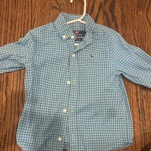 Vineyard Vines Kids Aqua Checkered Shirt 3T